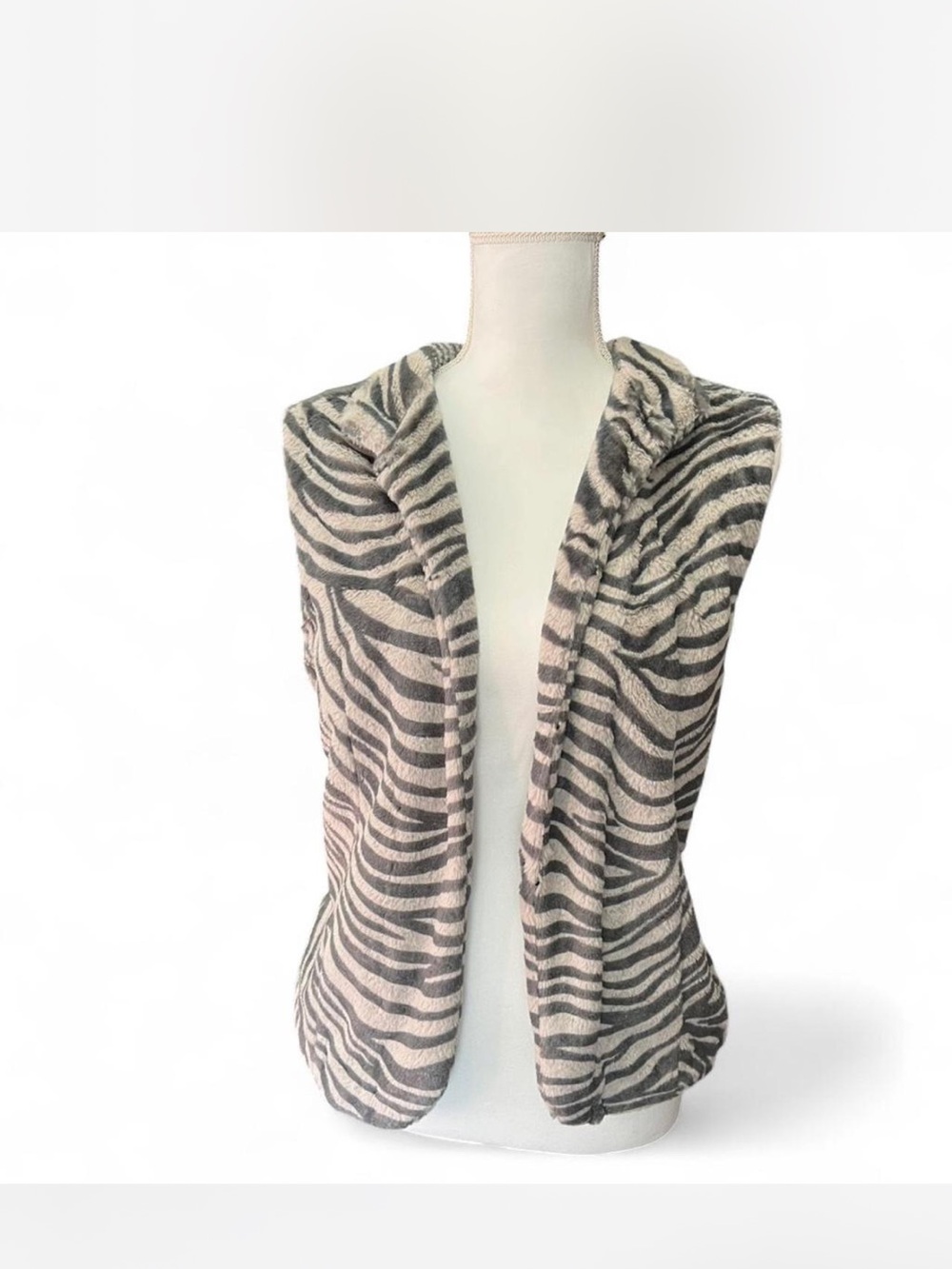 Live a Little Zebra-Print Vest in Black and Cream